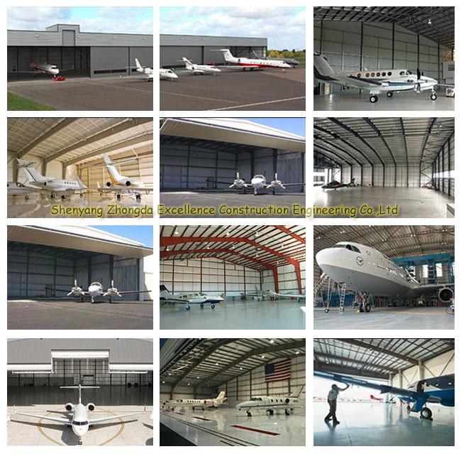 โครงสร้างเหล็กโครงสร้างอาคารโรงเก็บเครื่องบินสำเร็จรูปราคาดี