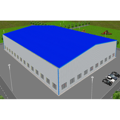 Q345B Steel อาคารพาณิชย์สำเร็จรูปสำเร็จรูปอุตสาหกรรมคลังสินค้าเหล็กช่วงกว้าง